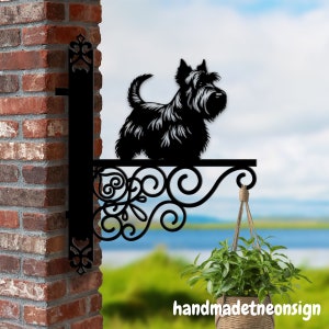 Personalized Scottish Terrier Dog Hanging Bracket, Dog Hanging Basket Bracket, Dog Hanging Bracket For Garden, Pet Metal Sign Garden Decor