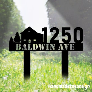 Custom Farmhouse Address Stake, Farm Home Number Metal Stakes, Ranch Stake House Number, Garden Address Stake Sign, Yard Stake Outdoor Decor