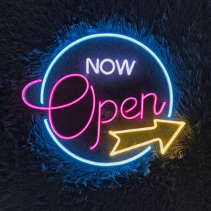 Now Open Neon Signs Handmade Custom LED Neon Sign, Now Open LED Sign Light Neon acrylic, Shop decor, Home decor, Shop neon sign