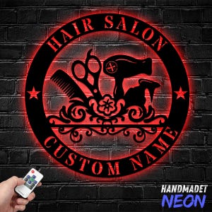 Personalized Hair Salon Metal Sign, Hairdresser Metal Light, Hair Stylist Light, Metal Sign For Hair Salon Decor, Hairdresser Wall Art Sign