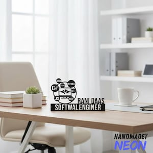 Naambord bureau op maat software-ingenieur, metalen naamplaatje software-ingenieur voor bureau, naambord bureau, kantoordecoratie, naambord IT-bureau