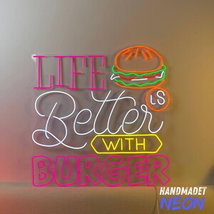 バーガーネオンライト、バーガーLEDライト、バーガーネオンサイン、バーガーLEDサイン、ファーストフードネオンライト、レストランLED装飾、グルメホームウォールデコレーション