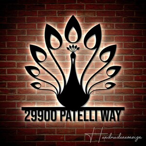 Personalized Peacock Home Number Metal Sign | Custom Peacock Address Metal Sign | Outdoor Animal Lovers Address Sign Decor