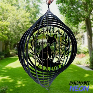 Personalized Fox Metal Wind Spinner, Custom Fox Outdoor Metal Yard Art, Farmhouse Garden Decor Gift for Fox Lovers