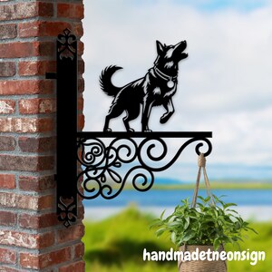Personalized German Shepherd Dog Hanging Bracket, Dog Hanging Basket Bracket, Dog Hanging Bracket For Garden, Pet Metal Sign Garden Decor