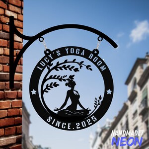Personalized Yoga Studio Hanging Sign, Custom Outdoor Yoga Blade Sign, Mindfulness & Wellness Metal Business Sign, Zen Studio Entrance Sign