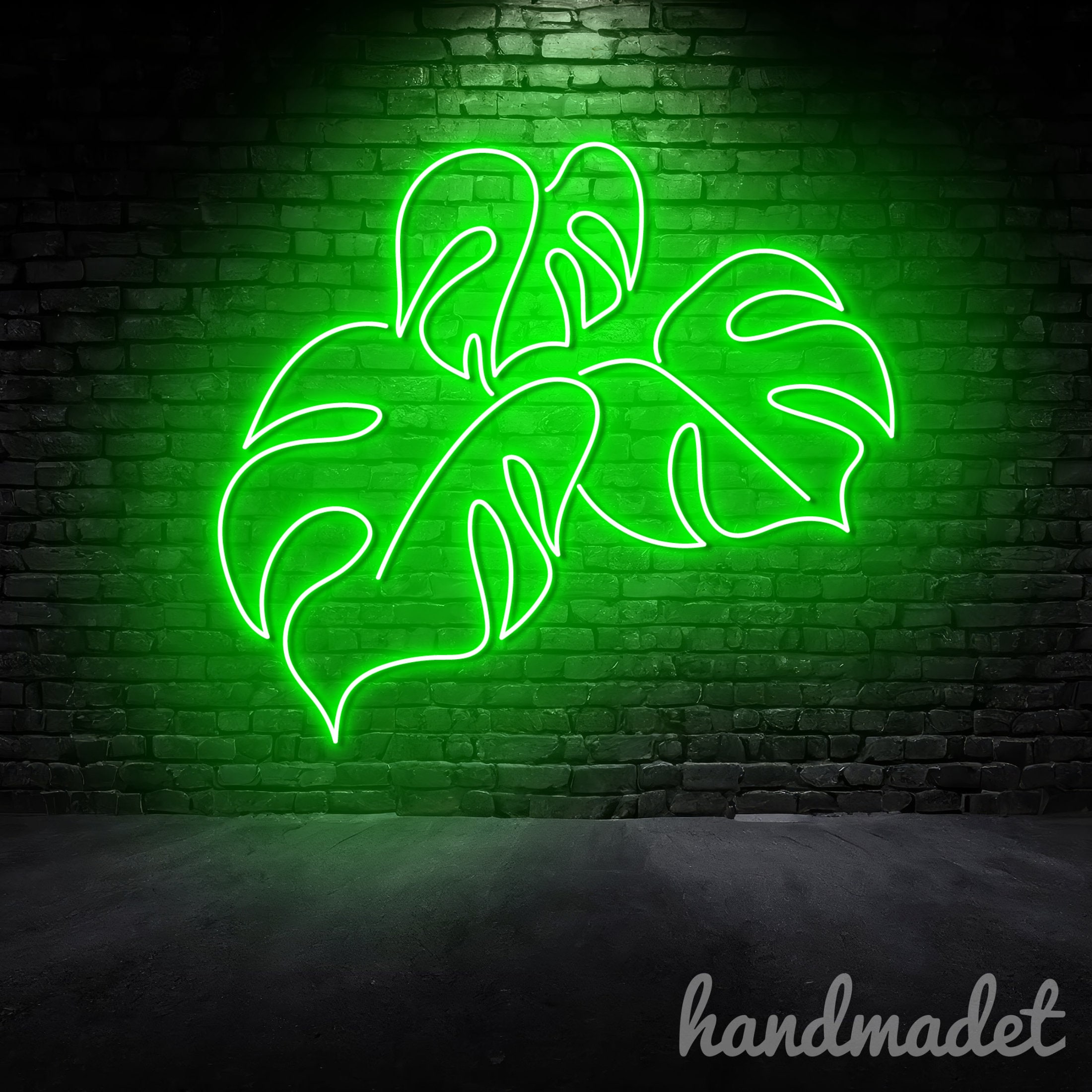Monstera Leaf Neon Wall Sign, Green Leaf Led Wall Sign, Plant Neon
