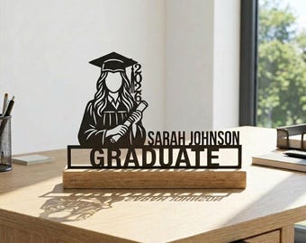 Graduate Metal Desk Decor, Personalized Class of 2026 Gift for Her, Desk Name Plate, School Keepsake