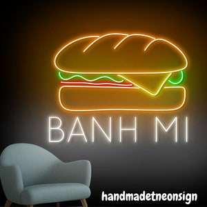 Banh Mi Neon Sign, Banh Mi Vietnam Led Light, Banh Mi Neon Light, Banh Mi Food Led Light, Kitchen Wall Art, Vietnamese Restaurant Wall Decor