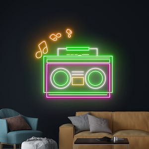 Ghettoblaster Leuchtreklame, Kassettenband LED-Schild, Radio-Neonlicht, Mixtape-LED-Licht, Audiorecorder-LED-Schild, Bar-Club-Wandleuchte-Dekor