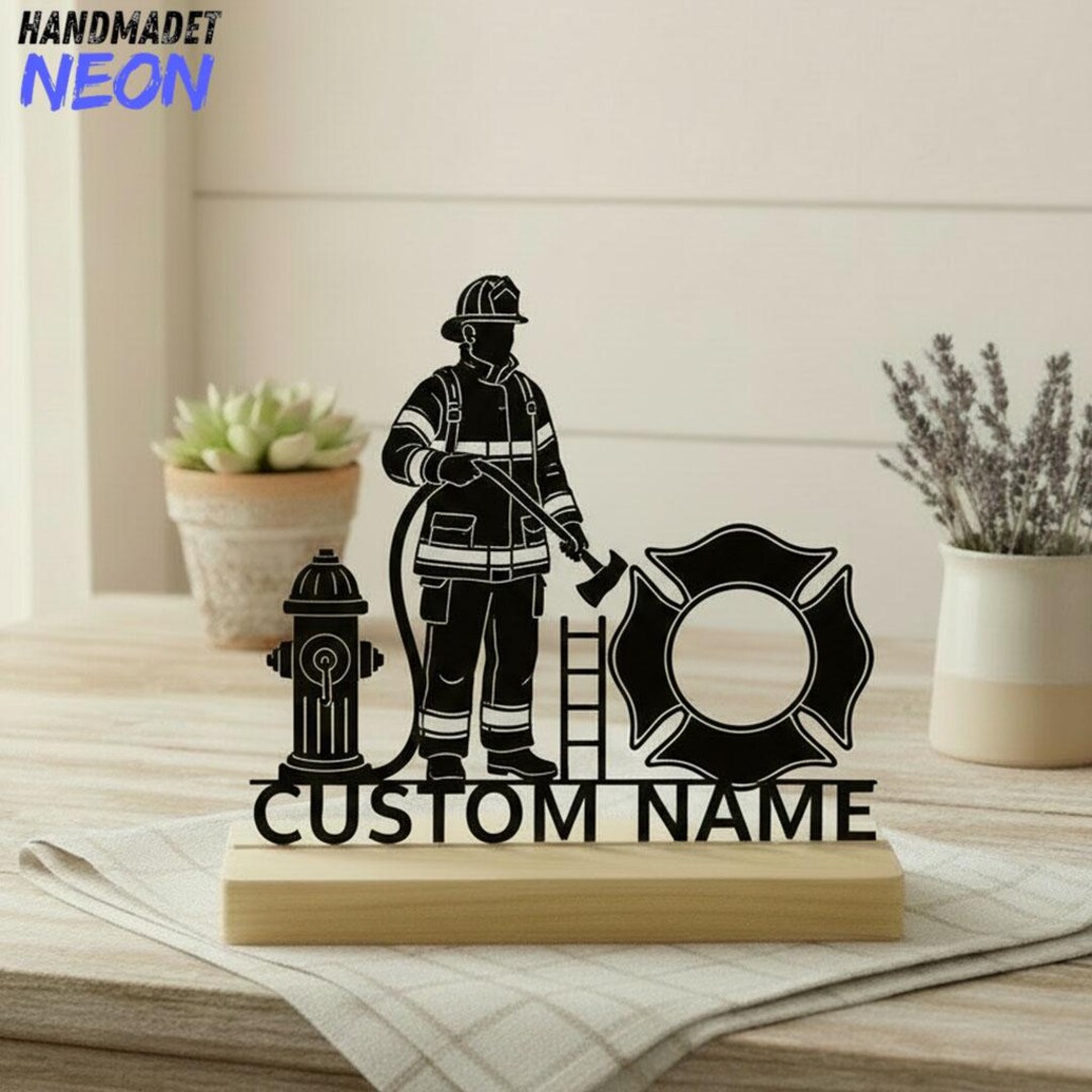 Firefighter Pool Table Personalized Firefighter Metal Desk Decor, Custom Fireman Table Art ...