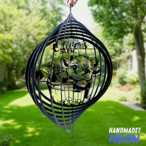 Custom Cow Wind Spinner, 3D Kinetic Garden Decor Hanging Yard Art Sculpture Outdoor Metal Wind Spinner Patio, Porch Gift for Garden Lover