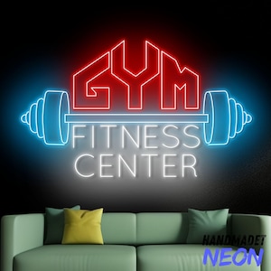 Gym Fitness Center Neon Sign, Gym Led Sign, Weightlifting Led Light, Barbell Neon Light, Gym Open Wall Art Decor, House Wall Sign Decor