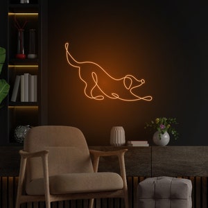 Dog Neon Signs, Cute Dog Led Signs, Pet Lover Gifts, Neon Lights For Wall, Bedroom Decor, Animal Line Art, Puppy room decor