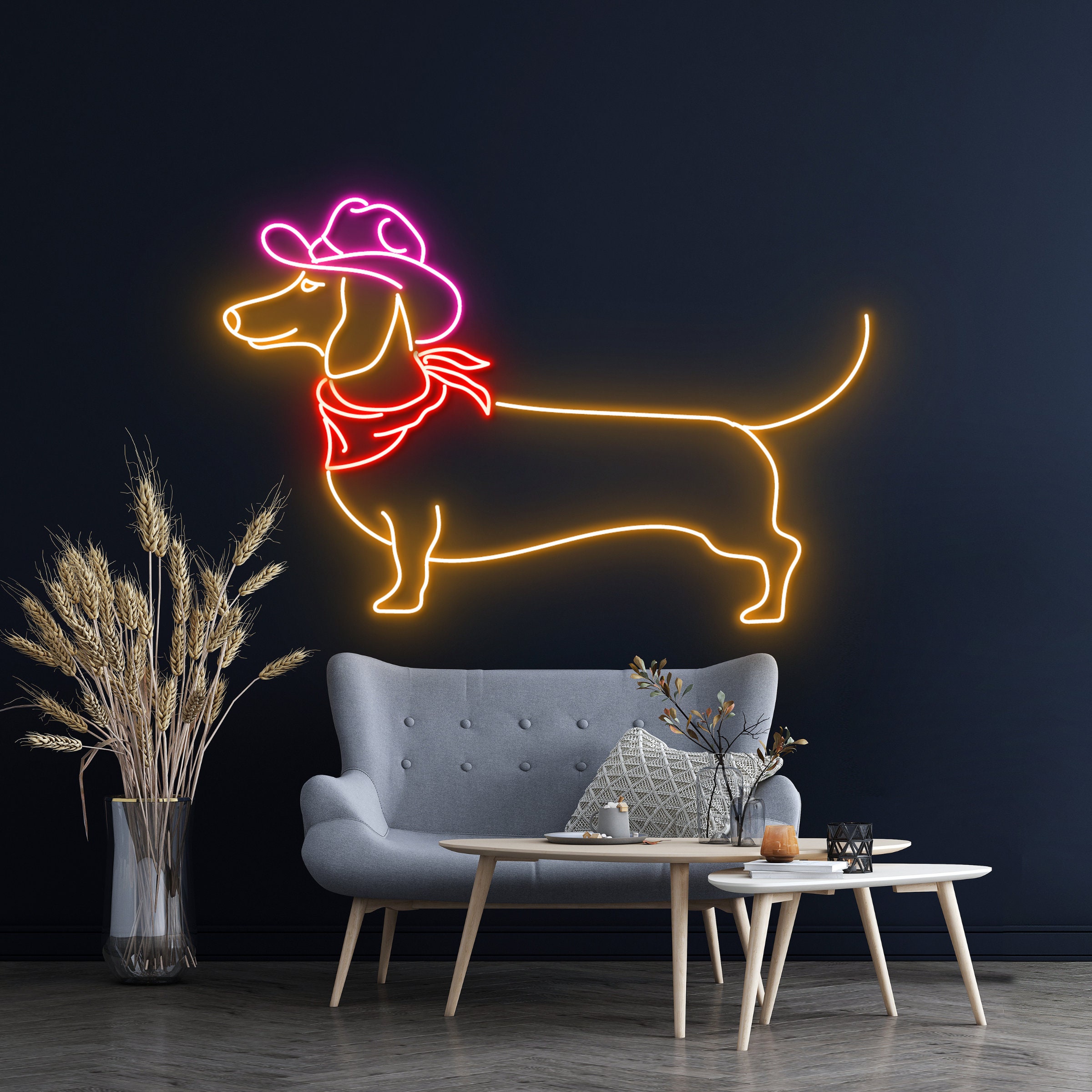 Dachshund Cowboy Led Sign, Dachshund Cowboy Neon Sign, Wall Decor ...
