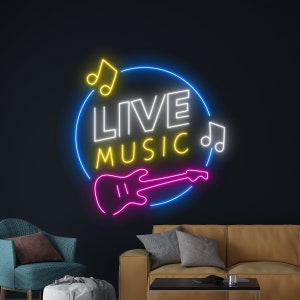 Live Music Neon Sign, Guitar Led Sign, Music Show Neon Light, Music Studio Led Light, Guitar Led Light, Bar Club Wall Art Light Decoration