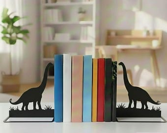 Sujetalibros de metal con forma de dinosaurio: decoración para estanterías, regalo para amantes de los dinosaurios.