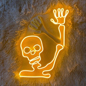 Skull Waving Neon Sign, Skeleton Led Sign, Skull Led Sign, Custom Neon ...