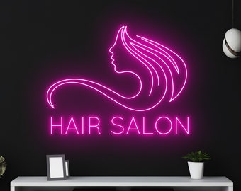 Insegna al neon per parrucchiere, luce al neon per capelli lunghi, luce a LED per salone di bellezza per capelli, decorazione per la stanza di arte della parete per stilista di taglio di capelli, luce al neon per salone di bellezza