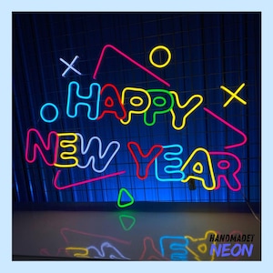 Happy New Year Custom Led Neon Sign, Christmas Wall Art, Xmas Cheers Neon Sign, Christmas Signage, Christmas Wall Decorations, Noel Led Sign
