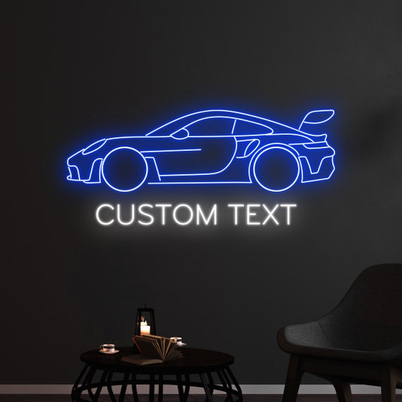 Benutzerdefiniertes Text-Sport-Auto-Neon-Schild, Luxus-Auto-LED-Schild, Auto -LED-Licht, personalisierter Name-Porsche-Auto-Neonlicht,  Kinderzimmer-Wand-Dekor-Geschenk -  Österreich
