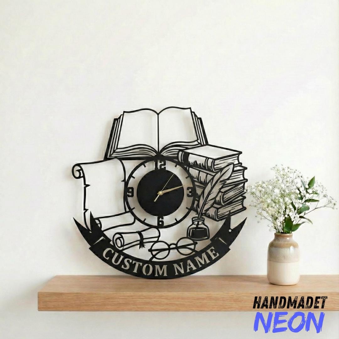 Personalized Library Metal Wall Clock, Custom Librarian Wall Clock With ...