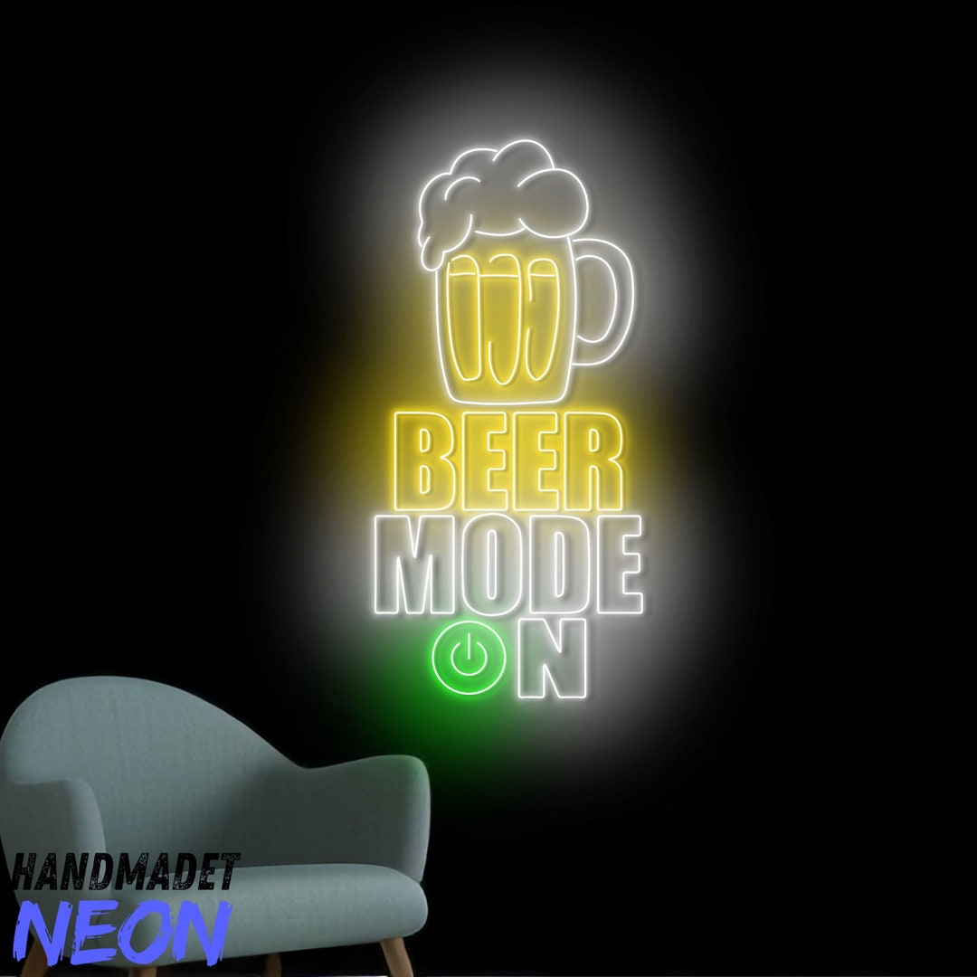Beer Mode on Neon Sign, Beer Glass Led Sign, Beer Bar Neon Light, Beer ...