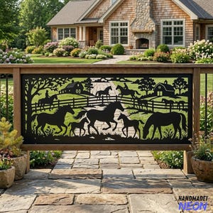 Custom Horse Metal Railings, Horse Farmhouse Balcony Panel Decor, Equestrian Outdoor Garden Deck Decor