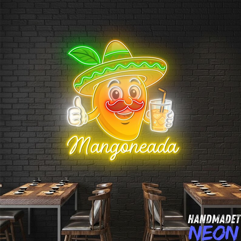 Mangonada Neon Sign for Mexican Bar Decor, Mango LED Light, Custom Neon ...