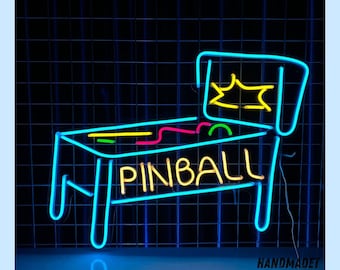Pinball Machine Neon Sign, Pinball Neon Sign, Pinball Neon Lights, Game Room Led Lights, Custom Neon Signs, Arcade Decor, Wall Art Decor