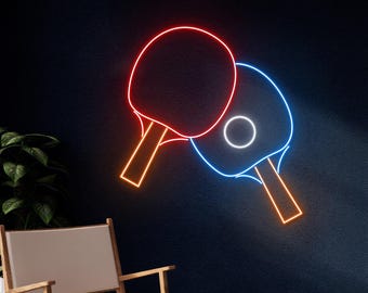 Table Tennis Led Sign, Ping Pong Neon Sign, Table Tennis Racket Neon Light, Table Tennis Ball Led Light, Sport Fan Club Room Wall Art Decor