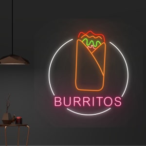 Custom Burritos Neon Sign, Mexico Burrito LED Sign, Mexican Food Neon ...