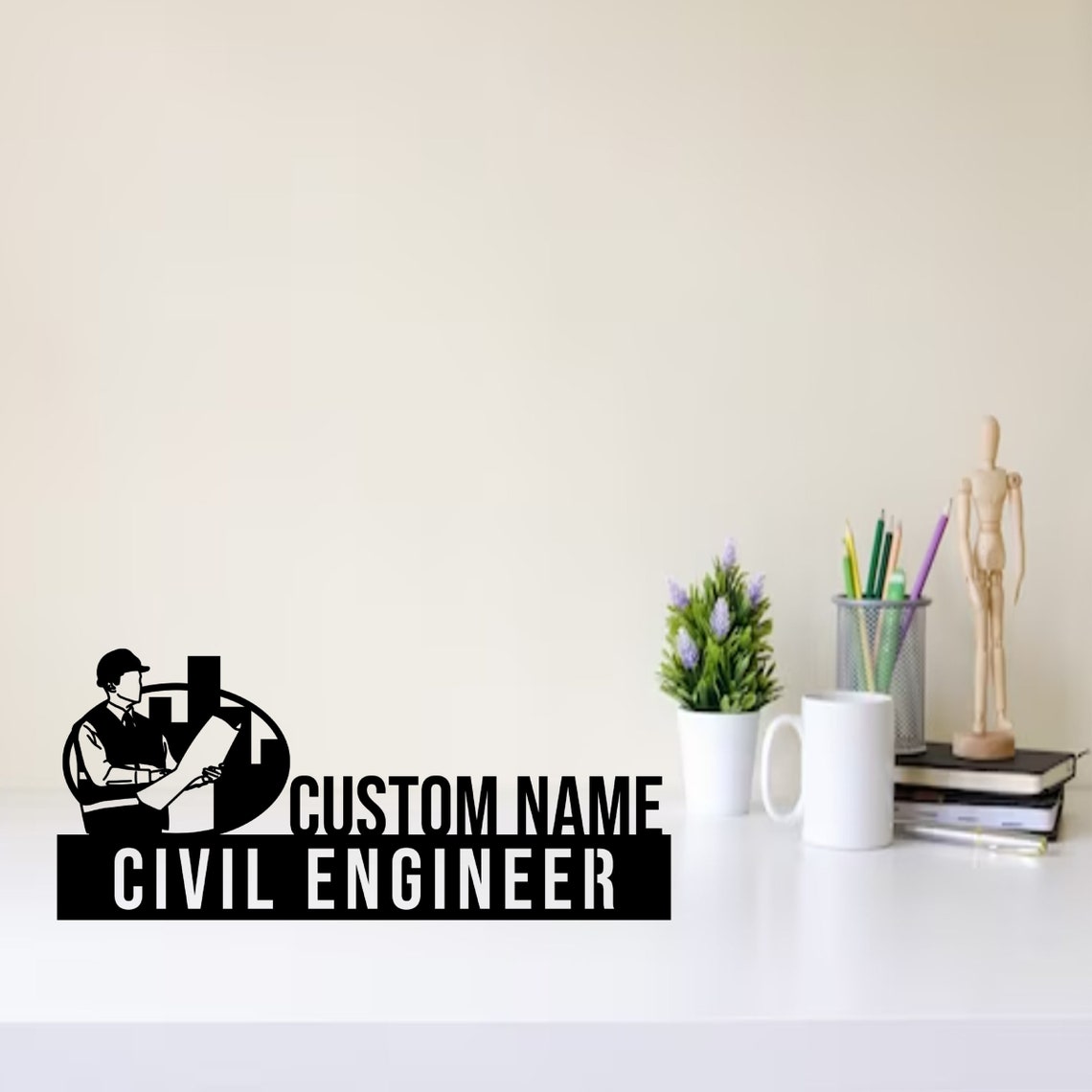 Custom Civil Engineer Metal Desk Name Plate, Engineer Metal Job Name ...