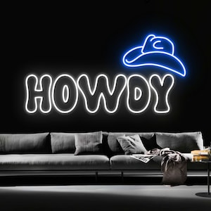 Howdy neon sign, cowboy hat sign, western led sign, Cowboys boots neon light, cowboy party decor led light, Cowboys gifts