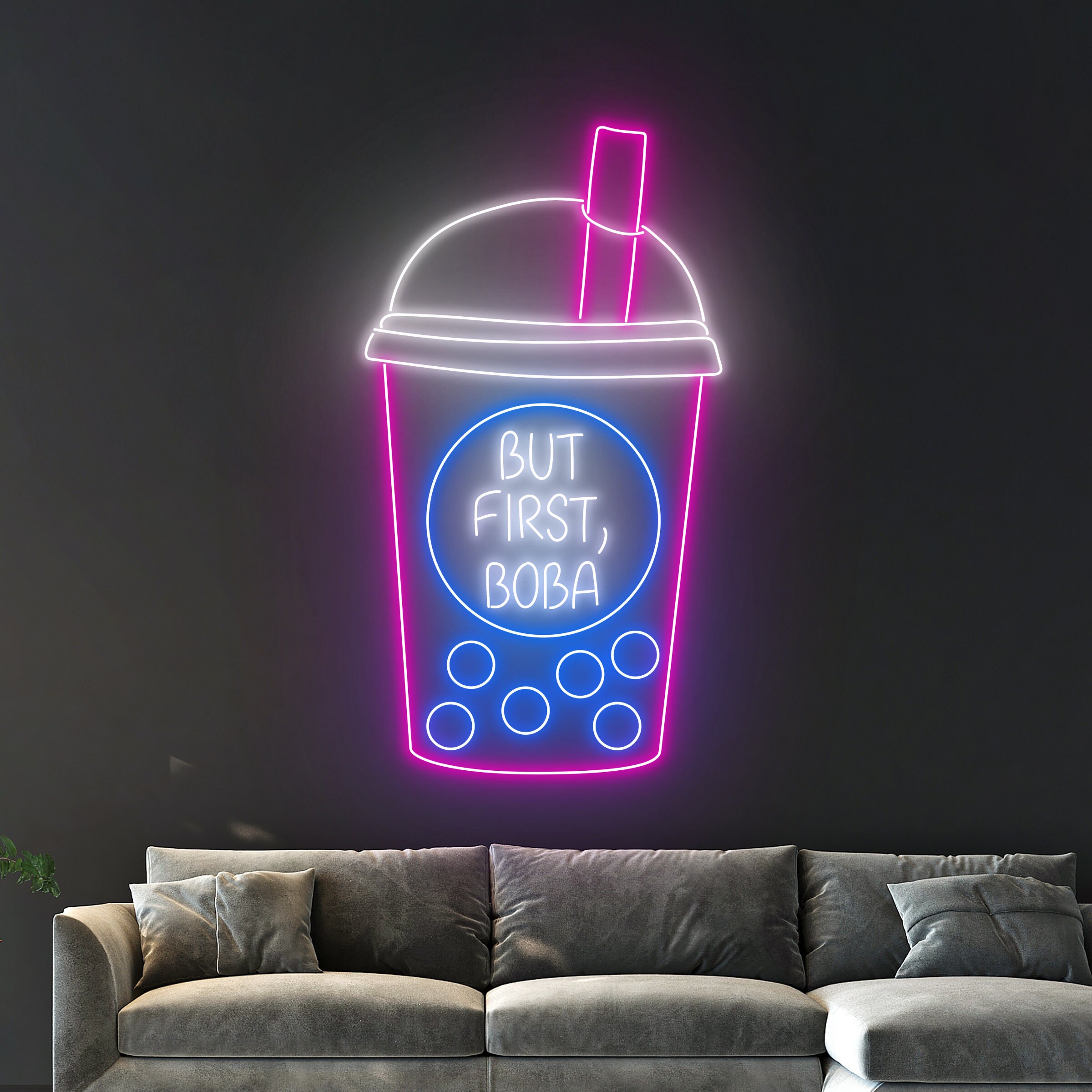 But First Boba Neon Sign, Boba Tea Neon Light, Milk Tea Led Sign, Tea ...