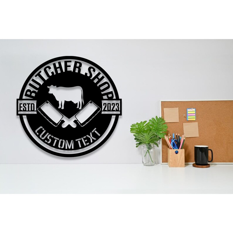 Personalized Butcher Shop Metal Wall Art LED Light, Custom Butcher ...