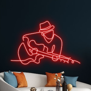 Guitarist Neon Sign, Guitar Neon Light, Music Instrument Neon Sign, Music Led Light, Guitar Shop Store Decor, Music Studio Wall Light Decor