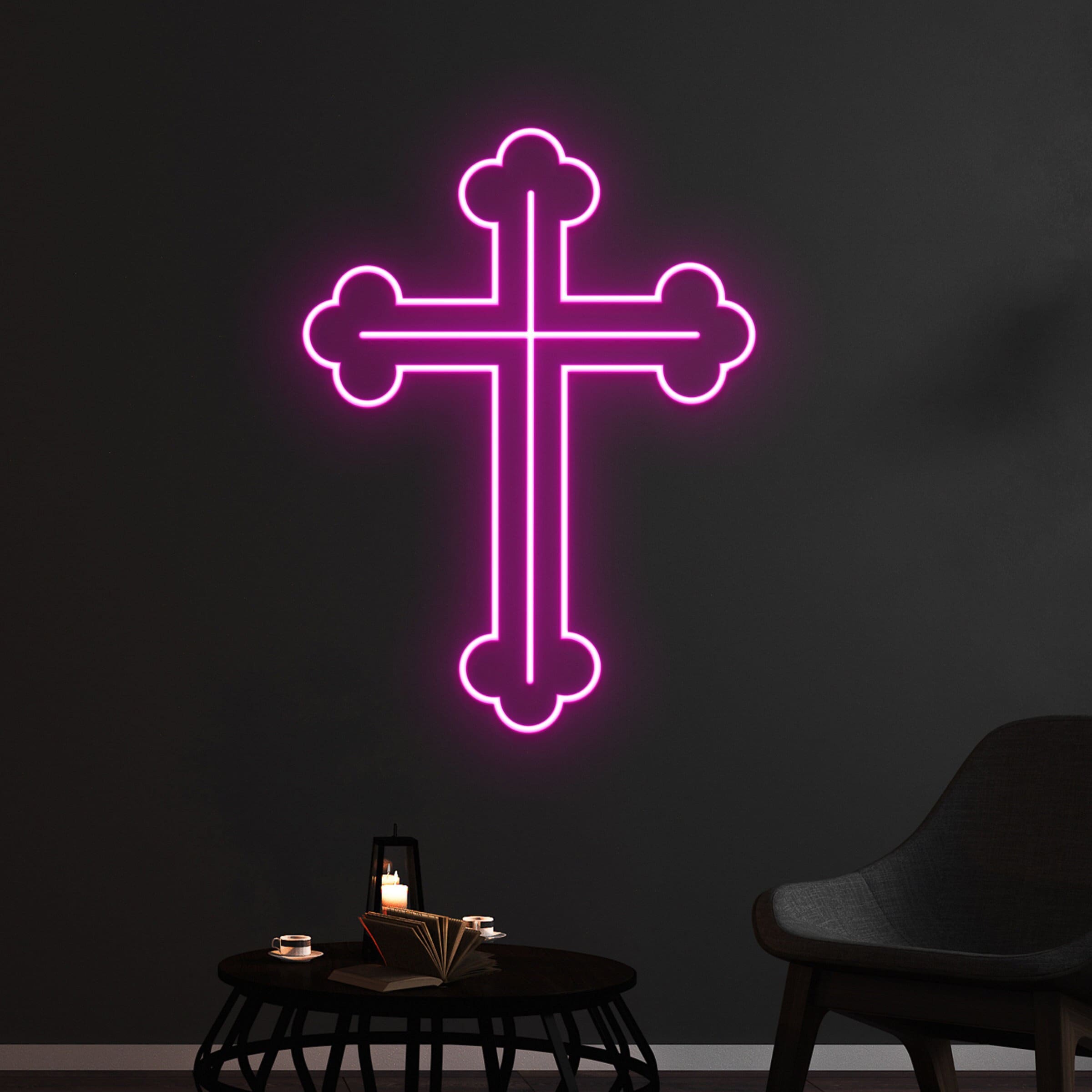 Insegne al neon con croce di Gesù, insegne al neon a LED dimmerabili, per decorazione da parete, camera da letto, casa, feste, luce al neon a LED per matrimoni, Natale, Pasqua, celebrazioni