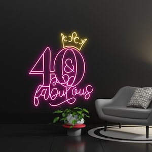 40 & Fabulous Led Sign, 40 Fabulous Led Lights, 40th Birthday Neon Sign, Custom Neon Sign,  Birthday Neon Lights, Birthday Decor