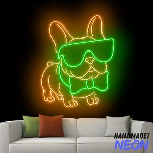 French Bulldog Neon Sign, Bulldog Sunglasses Led Sign, Bulldog Led Light, Bulldog Neon Light For Dog Grooming Wall Art, Pet Home Wall Decor