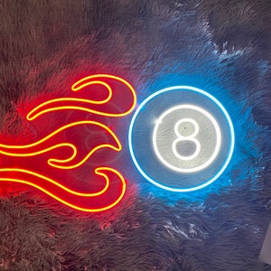 8 Ball Billiards Led Sign, Billiards Neon Sign, Wall Decor, 8 Ball Neon Sign, Custom Neon Sign, Billiards Shop Led Sign, Christmas Gifts