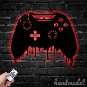 Personalized Dripping Game Controller Metal Wall Art Led Light, Custom Game Controller Metal Sign Home Decor, Fathers Day Gifts, Best Gifts