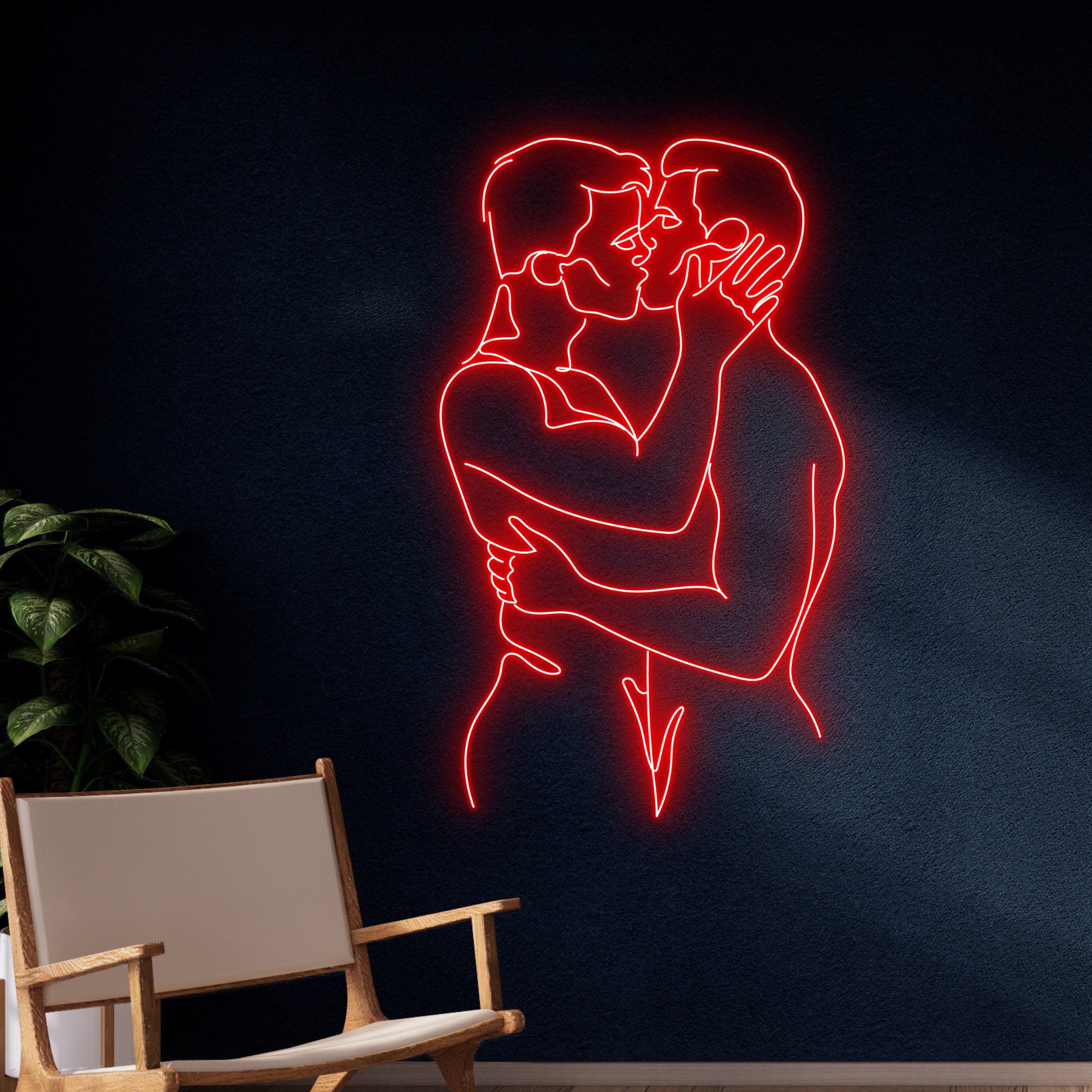 Gay Couple Kissing Led Sign, Gay Couple Hugging Neon Sign, Sexy Couple Led Light, Naked Man Couple Neon Sign, Men Couple Neon Light Decor