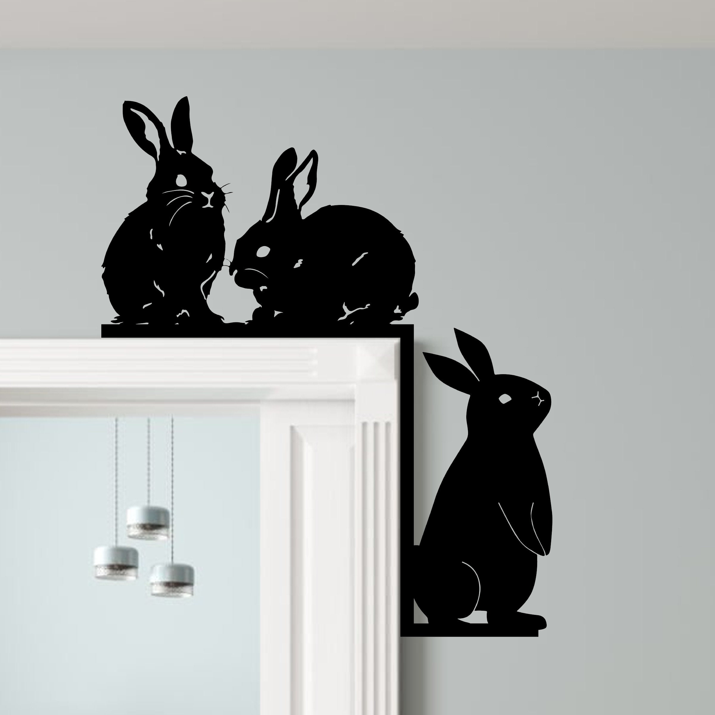 Door Rabits Personalized Rabbits Door Corner Metal Wall Art, Rabbit Metal Sign Door ...