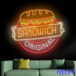 Sandwich Original Neon Sign, Sandwich Led Sign, Sandwiches Neon Light, Sandwich Led Light For Food Store Wall Art, Restaurant Wall Decor