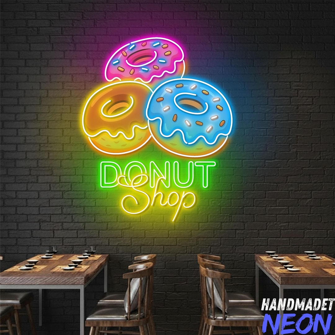 Donut Shop Neon Sign: Bakery Donut LED Light, Sweet Dessert Neon Wall ...