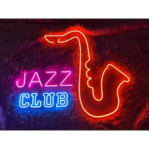 Jazz Club Led Sign, Jazz Club Led Lights, Jazz Neon Sign, Custom Neon Sign, Saxophone Neon Light, Best Gifts, Music Night Neon Light