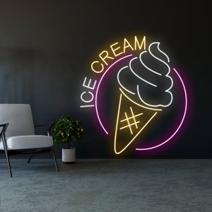 Ice Cream Neon Light, Ice Cream Neon Sign, Ice Cream Led Sign, Ice Cream Neon Light, Custom Neon Sign, Wall Decor, Business Led Signs