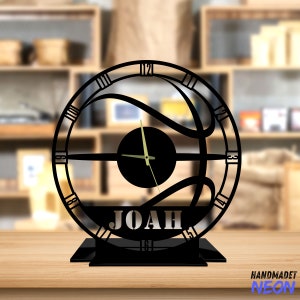 Custom Basketball Ball Tabletop Metal Clock, Basketball Office Desktop Clock, Sport Desk Circle Clock, Bookshelf Decor, Clock Home Decor