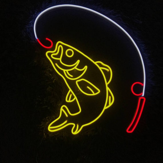 Fishing Neon Led Sign, Salmon Neon Sign, Wall Decor, Fish Led